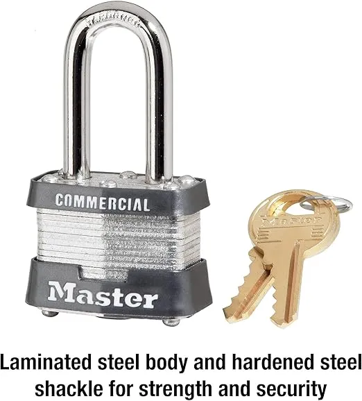 Master Lock 3KALF Outdoor Padlock with Key, 1 Pack,Silver