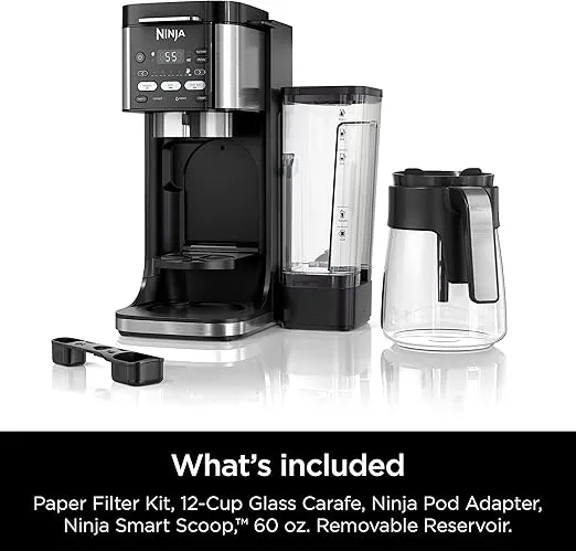 Ninja Drip Coffee Maker With K Cup Combo, DualBrew Pro Specialty Coffee Machine, Hot and Iced Coffee Maker Compatible with K-Cup Pods, 12 Cup Single Serve Coffee Maker with Paper Filter, CFP101