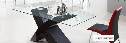 Fab Glass 36x72RECT10THBETE-T Rectangle Glass, 3/8" Thick Bevel Tempered Radius Corners, 36" L x 72" W
