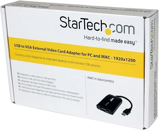 StarTech.com USB to VGA Adapter, External USB Video Graphics Card for PC and MAC, 1920x1200 - replacement for USB32VGAPRO