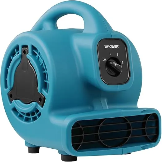 XPOWER P-80 Mini Utility 600 CFM Centrifugal Air Mover, Floor Fan, Blower, Stackable, for drying，cooling, Ventilating, Home Use Water Damage Restoration, workshop, Plumbing