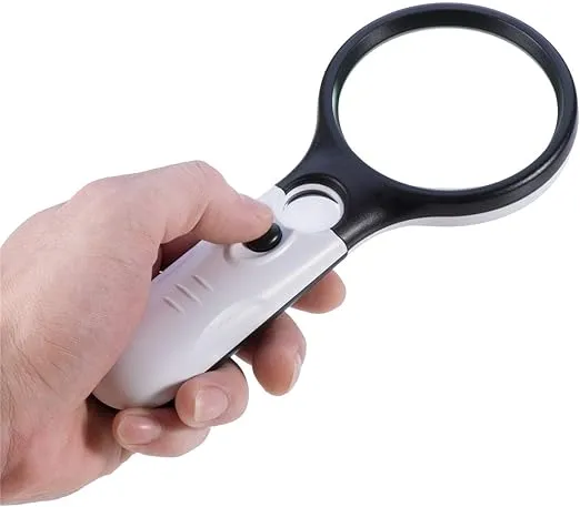 New 45x Handheld Magnifying Glass Reading Lens 3 LED Light Jewelry Loupe