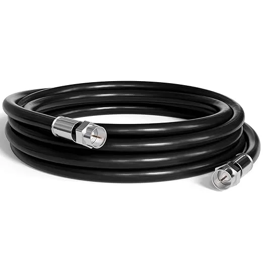 THE CIMPLE CO 2' Feet, Black RG6 Coaxial Cable with Weather Proof Connectors, F81 / RF, Digital Coax - AV, Cable TV, Antenna, and Satellite, CL2 Rated, 2 Foot