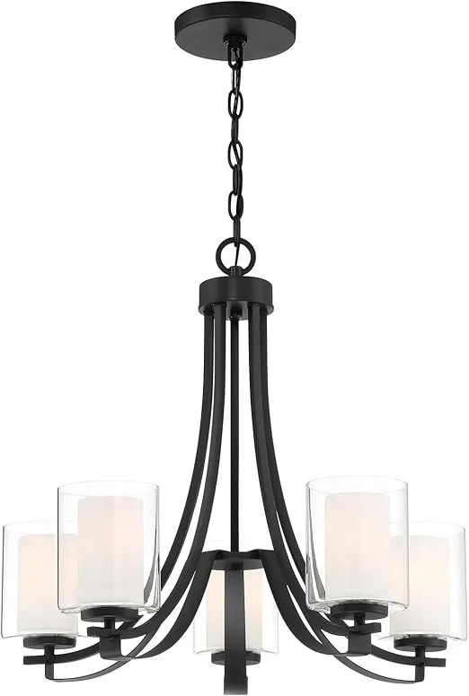 Minka Lavery Chandelier Pendant Lighting 4105-66, Parsons Studio Dining Room, 5 Light 500 Watts, Sand Coal