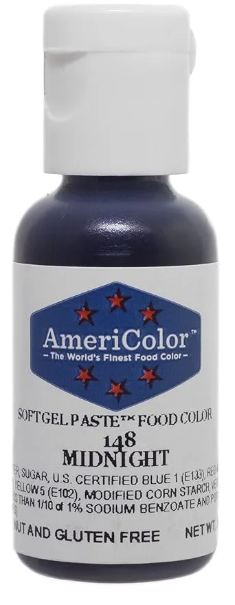 AmeriColor, Midnight, 0.75 Ounce Bottle, Soft Gel Paste Food Color