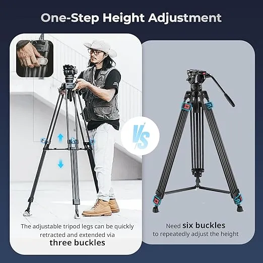 SmallRig AD-120 FreeBlazer Counterbalance Carbon Fiber Video Tripod Kit, 77" Video Tripod with 6-Step Counterbalance, Adjust Step-Less Damping on Pan/Tilt, Dual-Mode QR Plate, Max Load 17.6lbs-4463