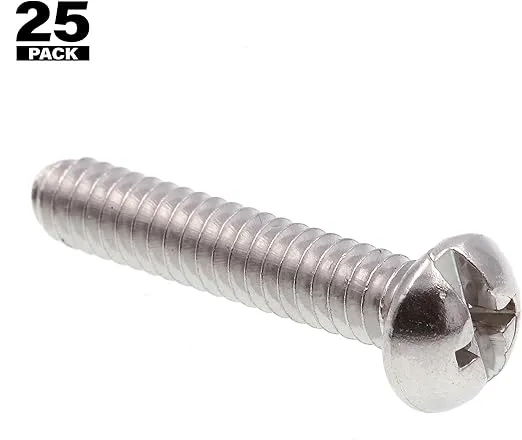 Prime-Line 9004652 Machine Screw, Round Head, Slotted/Phillips Combo, #10-24 X 1 in, Grade 18-8 Stainless Steel, Pack of 25