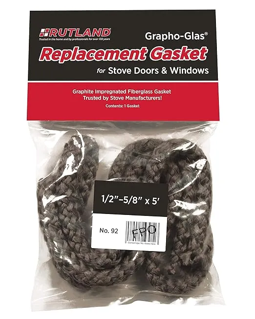Rutland Grapho-Glas Woodstove Gasket Rope, 1/2 to 5/8 by 60-Inch