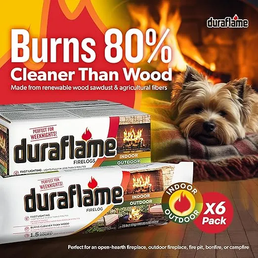 Duraflame 2.5 Pound 3 Hour Long Burn Time Indoor and Outdoor Quick Light Fire Log for Camping, Firepits, Bonfires, and Fireplaces (12 Pack)