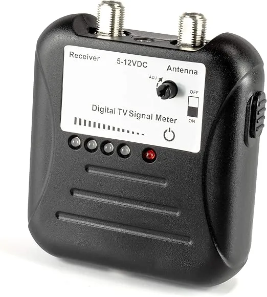 THE CIMPLE CO Signal Strength Meter with Adjustable Signal Strength - Digital TV OTA Antenna Finder with LED Indicator Display and Coax Cable