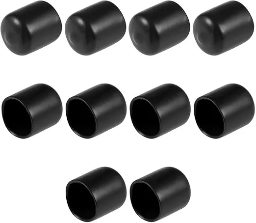 uxcell 10pcs Rubber End Caps 15mm ID Vinyl Round End Cap Cover Screw Thread Protectors Black