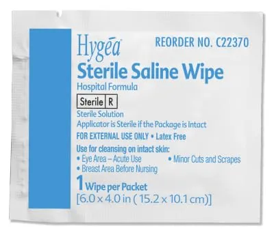 Hygea C22370 Sterile Saline Wipe, 6" x 4", 24/bx