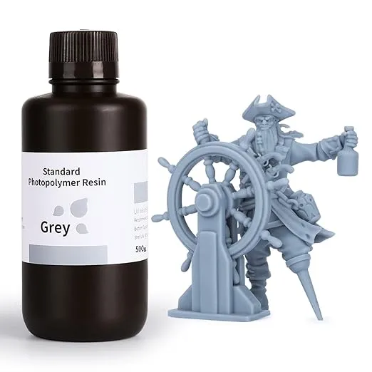 ELEGOO Standard Photopolymer Resin LCD UV-Curing Resin 405nm 3D Printer Resin for Mars Saturn Jupiter MSLA DLP LCD 3D Printing Grey 500g