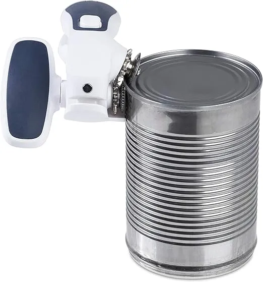 Zyliss E930043 Can Opener Lock and Lift, Plastic/Stainless Steel, White/Grey, Manual Tin Opener, Safe and Easy Lid Removal/Disposal, Lock and Unlock Safety, Dishwasher Safe