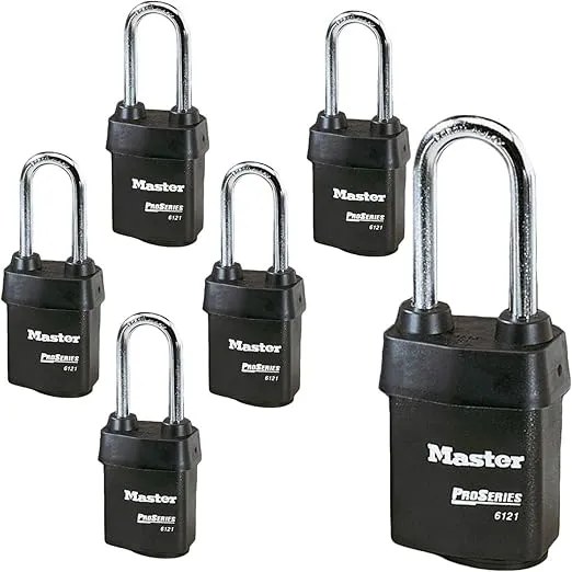 Master Lock - Six (6) High Security Pro Series Padlocks 6121NKALJ-6 w/BumpStop Technology