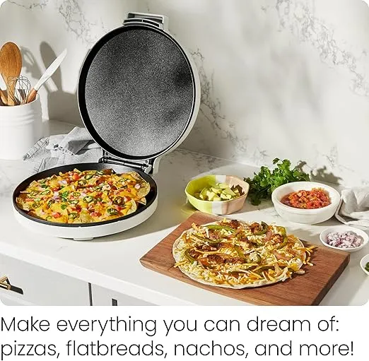 Chefman Everything Maker & Pizza Oven – 1440W Countertop Electric Pizza Maker with 12” Nonstick Cooking Plates, Make Pizza, Quesadillas, Omelettes and More, with Indicator Lights and Vertical Storage