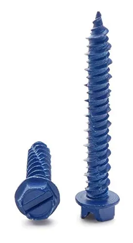 1/4 Tapcon Style Concrete Screws Slotted Hex Washer Head Concrete Screws to Anchor Masonry, Block & Brick 1/4" x 2-1/4" Qty 1000