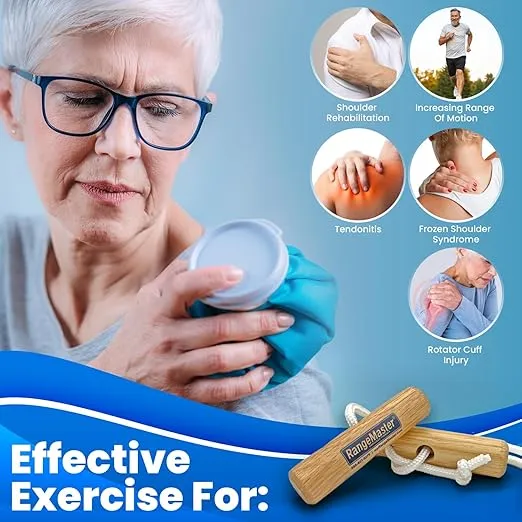RangeMaster Econo Ranger Shoulder Pulley │ Physical Therapy Exercises │ Aids in Recovery and Rehabilitation │ Increases Mobility │ Wooden Handles for Comfort │ Web Strap Door Attachment