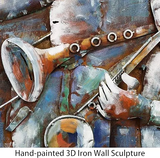 Empire Art Direct Jazz Band Mixed Media Iron Hand Painted Dimensional Wall Art, 56" x 28" x 2.4", Ready to Hang