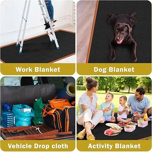 ZENY Padded Moving Blankets 6 Pack, Heavy Duty Packing Blankets Black, 72''x40'' Furniture Moving Pads for Shipping Packing Storage
