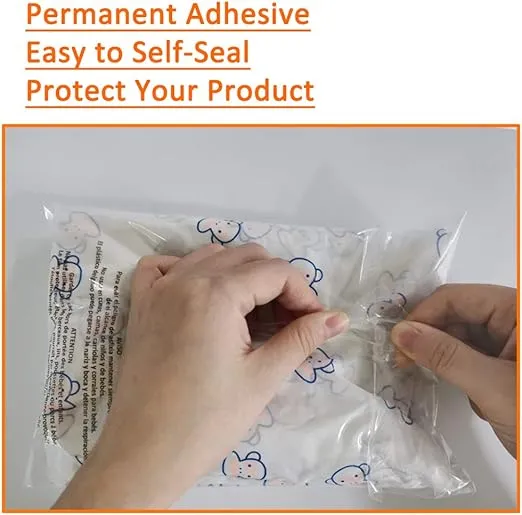 400 Count Combo Pack Warning Bags - 6x9, 8x10, 9x12, 11x14 Inch Self Seal Clear Poly Bags with Suffocation Warning with Permanent Adhesive, Strong Adhesive, Not Resealable (1.5mil)