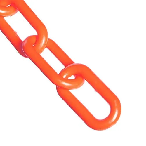 Mr. Chain Heavy-Duty Plastic Barrier Chain, Traffic Orange, 2-Inch Link Diameter, 100-Foot Length (51013-100)