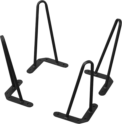 Home Soft Things Hairpin Metal Table Legs 10 Inch Legs for Furniture Coffee Bench Dining End Industrial Table Desk Set of 4 with Black Screws, 10"