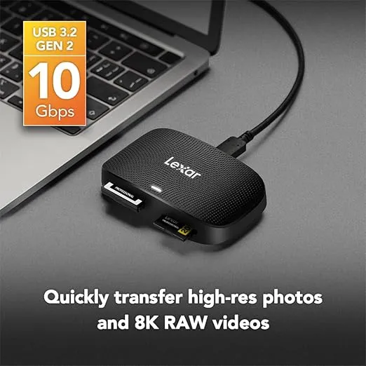 Lexar Professional CFexpress Type B / SD USB 3.2 Gen 2 Reader, Transfer Speeds Up To 10Gbps, Designed for CFexpress Type B and SD Cards (LRW520U-RNBNG)