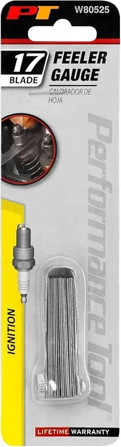 Performance Tool W80525 17-Piece SAE Feeler Gauge Set with 15-Inch x 1/4-Inch Straight Blades - Includes 0010-Inch to 0035-Inch Sizes for Precise Measurements
