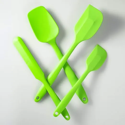 4 Piece Silicone Spatula Set, Flexible Heat Resistant Non-scratch Baking Cooking Rubber Spatulas with Stainless Steel Core, Green