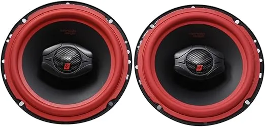 CERWIN-Vega! Vega Series - 6.5" 2-Way Coaxial Car Speaker System with Titanium Tweeters, 75W RMS/400W Max Power, Red Rubber Surround, Perfect for Enhanced Car Audio Experience V465