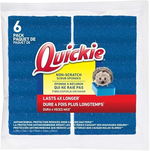 Quickie 2052219 Non-Scratch Multi-Surface Scrubbing Sponge, 6-Pack, 6 Count, Kitchen Sponge