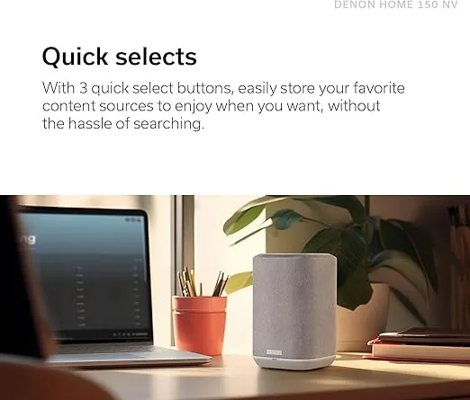 Denon Home 150 NV Wireless Speaker (Black), 1" Tweeter, 3.5" Woofer, Home Speaker with HEOS Built-in, AirPlay 2, and Bluetooth, Multi-Room Streaming, Simple Setup, Compact Design