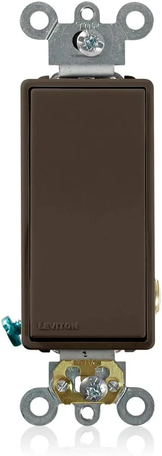 Leviton 5621-2 20-Amp 120/277-Volt Decora Plus Rocker Single-Pole Ac Quiet Switch, Brown,