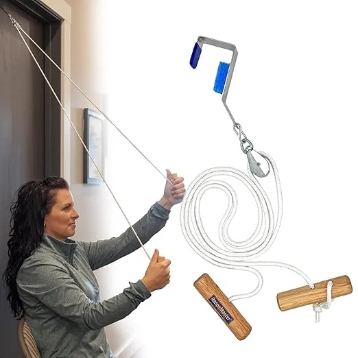 RangeMaster Econo Ranger Shoulder Pulley │ Physical Therapy Exercises │ Aids in Recovery and Rehabilitation │ Increases Mobility │ Wooden Handles for Comfort │ Metal Bracket Door Attachment