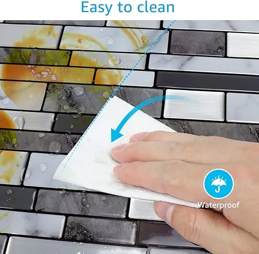 Peel and Stick Backsplash Tiles for Kitchen: Vinyl Wall Tile Peel and Stick Tile 12inch * 12inch (Dark Grey)