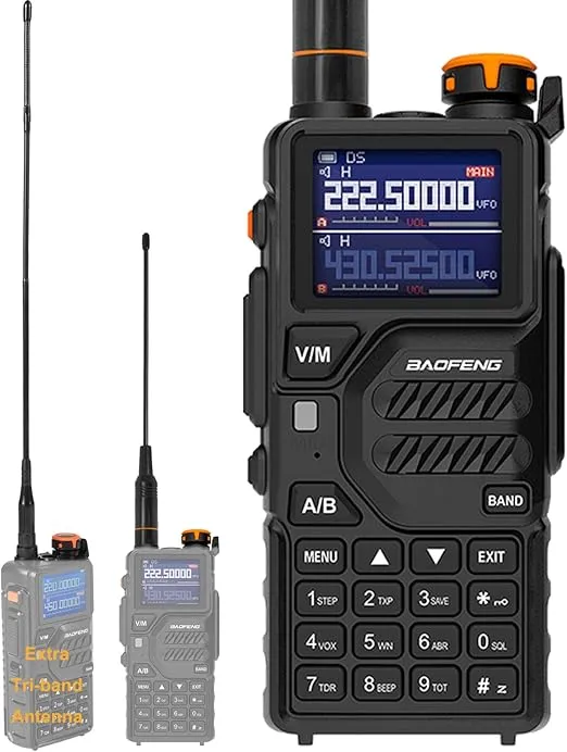 BAOFENG Radio K5 Plus Portable Ham Radio Long Range Tri Band High Power Baofeng Ham Radio One Touch Frequency Search NOAA USB-C Chirp