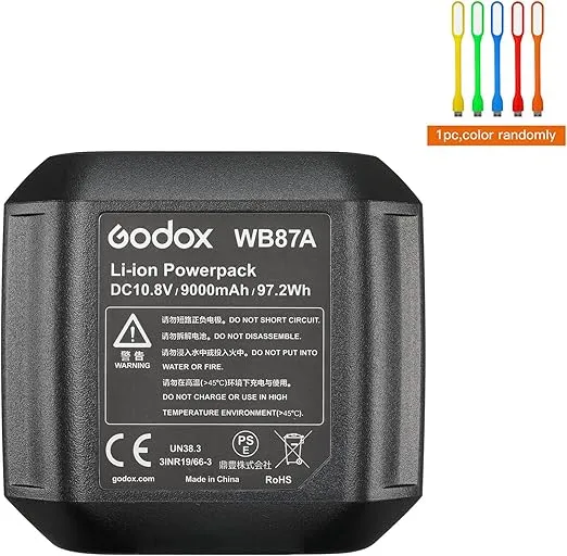 Godox WB87A Power Lithium Battery Pack DC 10.8V/9000mAh Compatible for Godox AD600 AD600B AD600BM AD600M,Neewer NW600BM,Flashpoint XPLOR600 Flashes (Update Version of WB87 Battery)