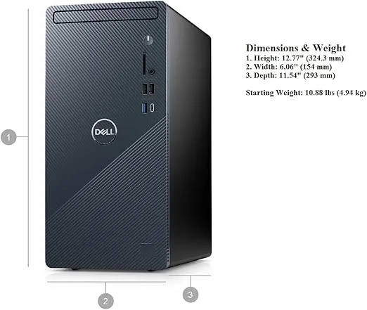 Dell 2023 Inspiron 3020 Tower Desktop Business Computer, 13th Gen Intel Core i7-13700, Intel UHD 770 Graphics,Bluetooth, WiFi, USB 3.1, Windows 11 Pro - Mist Blue (32GB RAM | 1TB SSD)