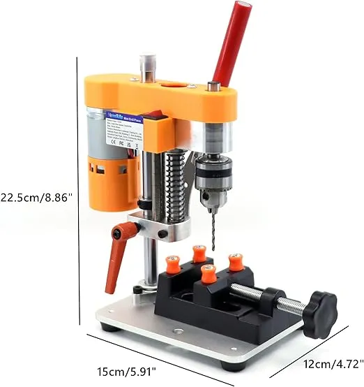 NovelLife Mini Drill Press Precision Benchtop Drilling Machine Elecric Portable Table Driller CNC 795 Motor B10 Chuck Metal Wooden DIY Jewelry Making Crafts Tool Upgraded