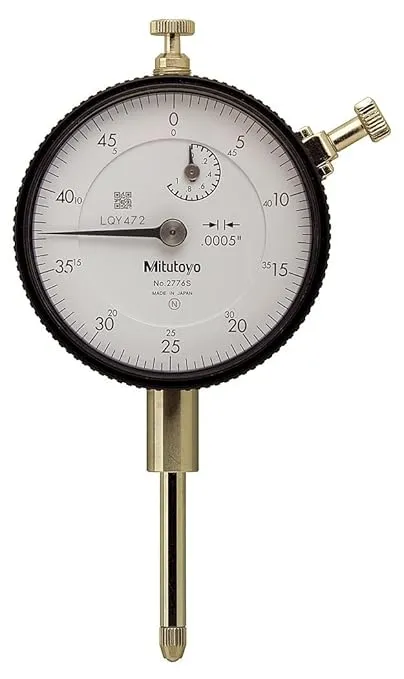Mitutoyo 2776S Dial Indicator, #4-48 UNF Thread, 3/8" Stem Dia., Lug Back, White Dial, 0-50 Reading, 57mm Dial Dia., 0-1" Range, 0.0005" Graduations, +/-0.002" Accuracy
