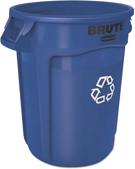 Janitorial Supplies Rubbermaid 263273BE Brute Recycling Container, Round, 32 gal, Blue