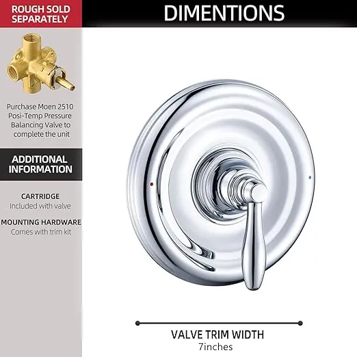 Tub and Shower Trim Kit, Compatible with Moen Posi-Temp Valve, Chrome