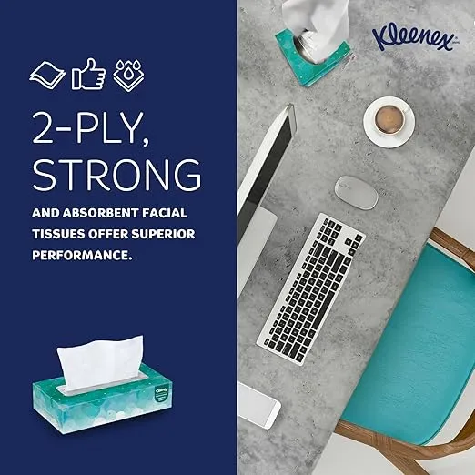 Kleenex® FSC Certified 2-Ply Facial Tissue Pop-Up Boxes, 8 1/4" x 8 1/2", White, 100 Tissues Per Box, Carton Of 36 Boxes