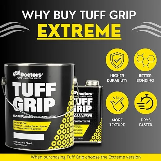 Tuff Grip Anti-Slip Paint for Ramps, Floors, Decks & Stairs – Durable Non-Skid Coating for Enhanced Traction (Safety Red)