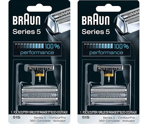 BRAUN 51S 8000 Series 5 360 Complete Activator ContourPro Shaver Foil & Cutter Head Replacement Pack, 2 Count