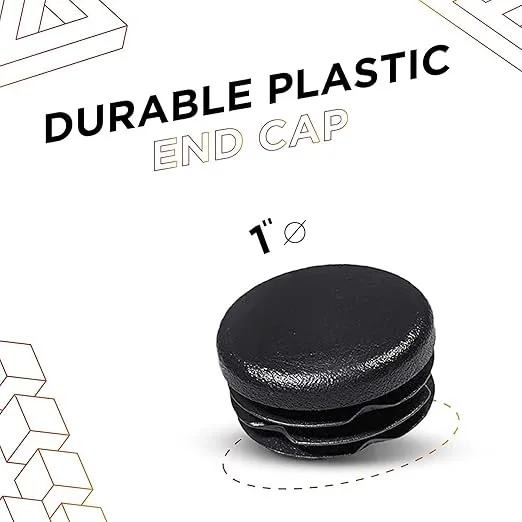Prescott Plastics 1" Inch (25.4 mm) Round Plastic Hole Plugs, Inserts, Black End Caps for Metal Tubing, Hardware Plug, Fences, Glide Protection from Chair Legs and Furniture - Pack of 4