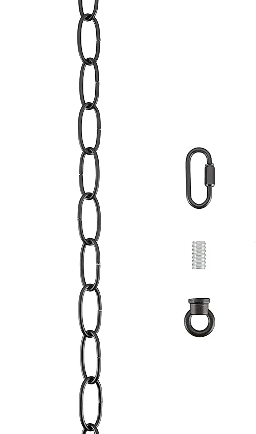 Aspen Creative 21109-91,Steel 6 Feet Heavy Duty Chain & Quick Link Connector for Hanging Up Maximum Weight 40 Pounds-Lighting Fixture/Swag Light/Plant in Matt Black.11 Gauge.