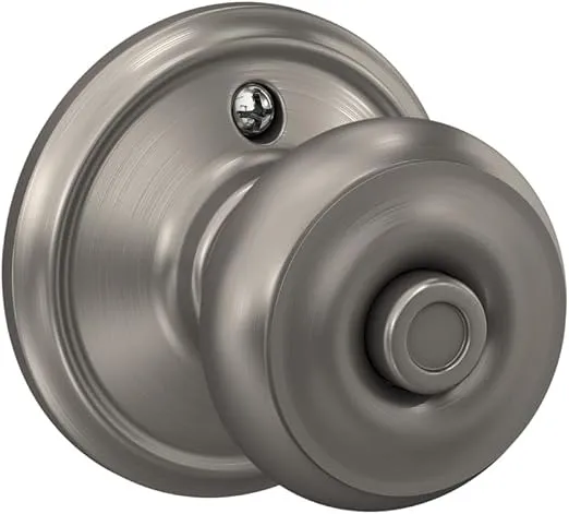 Schlage F40 GEO 619 Georgian Door Knob, Bed & Bath Privacy Lock, Satin Nickel