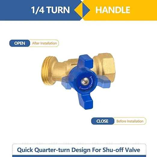 Outdoor Garden Spigot,1/4 Turn Sillcock Hose Bibb Faucet/Valve,1/2" Female NPT Inlet x 3/4" Male GHT Threaded Garden Hose Outlet/Connector(1Pack,Blue)